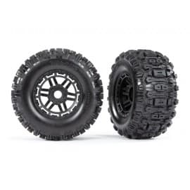 Traxxas tires /wheels, assembled, glued (black wheels, dual profile)