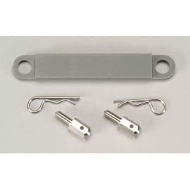 Batt Hold-Dwn Plate w/Mtl Psts/Bdy Clips Grey (2)