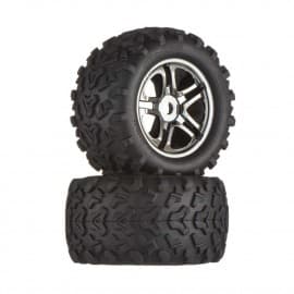 Traxxas Tire/Wheels Black Chrome Maxx 17mm (2)