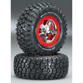 Traxxas SCT Front/Rear Tire On Red Beadlocks Slash (2)